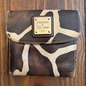 Huge Dooney & Bourke Giraffe Print Leather Wallet